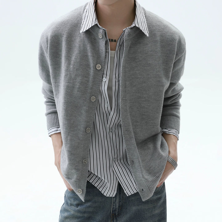 Striped Patchwork Knit Cardigan Sweater