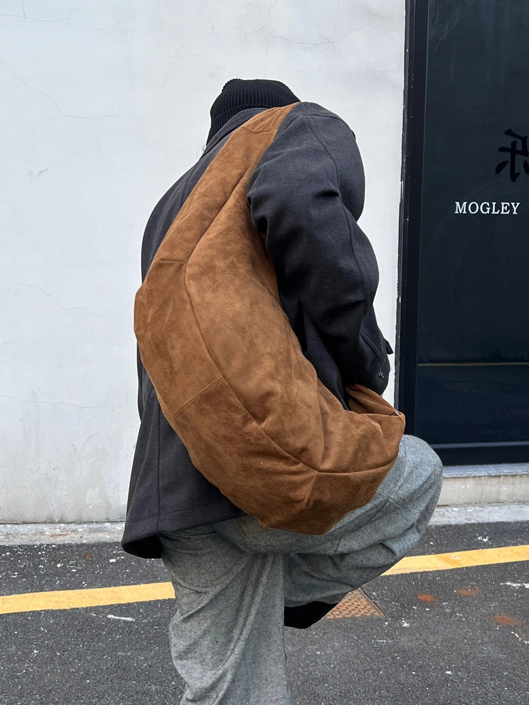 Suede Crescent Shoulder Crossbody Bag