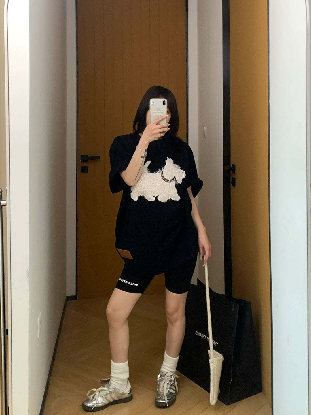 Plush Dog Embroidery Loose Cartoon T-shirt