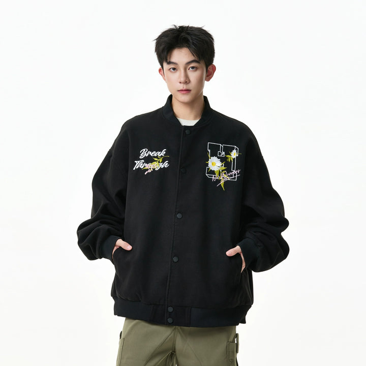 Letter Embroidered Baseball Jacket