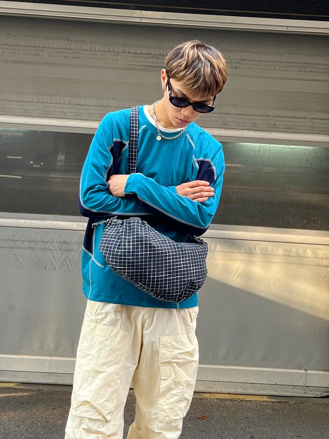 Kare Desenli Retro Çapraz Çanta 