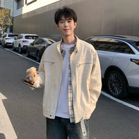 سترة عمل بياقة Stand متعددة الجيوب 