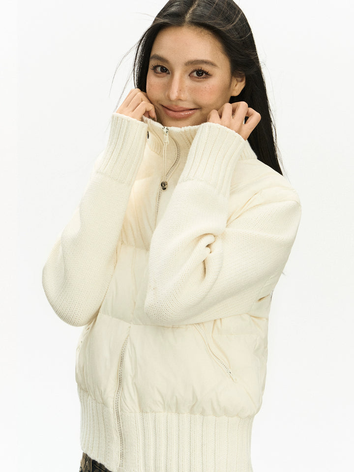 Retro Knit Stitch Down Jacket