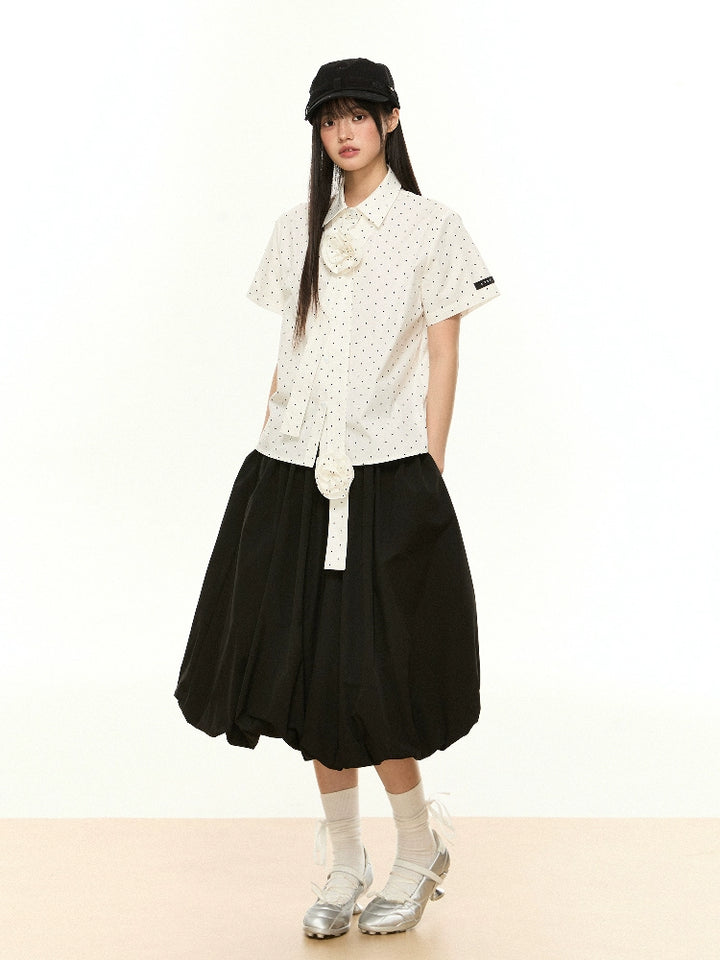 Puffy A-Line Bubble Long Skirt