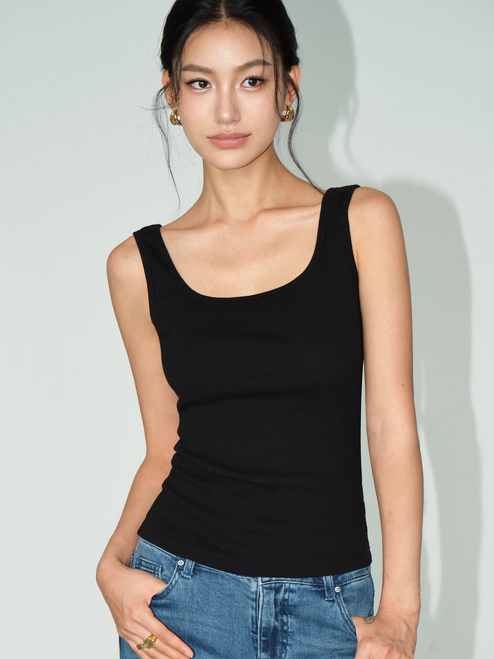 Square Neck Sleeveless Knitted Camisole Top