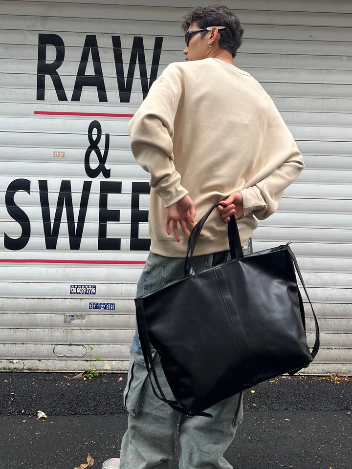 Retro stor kapacitet faux läder tote-väska 