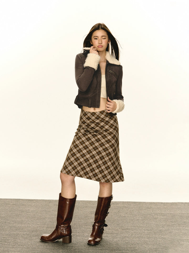 Manteau court rétro en fausse fourrure avec col 