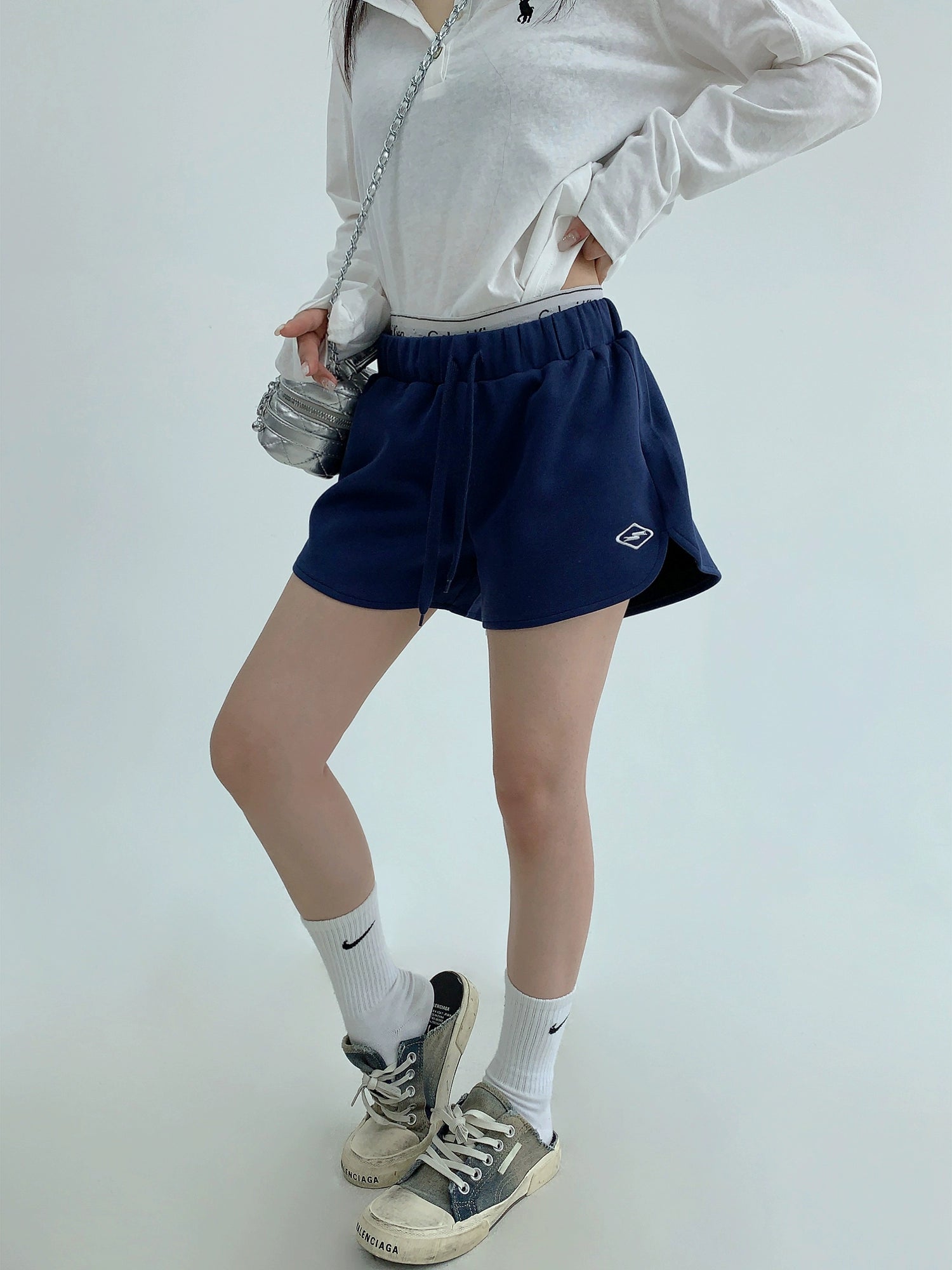 Loose Fit Embroidered Drawstring Shorts