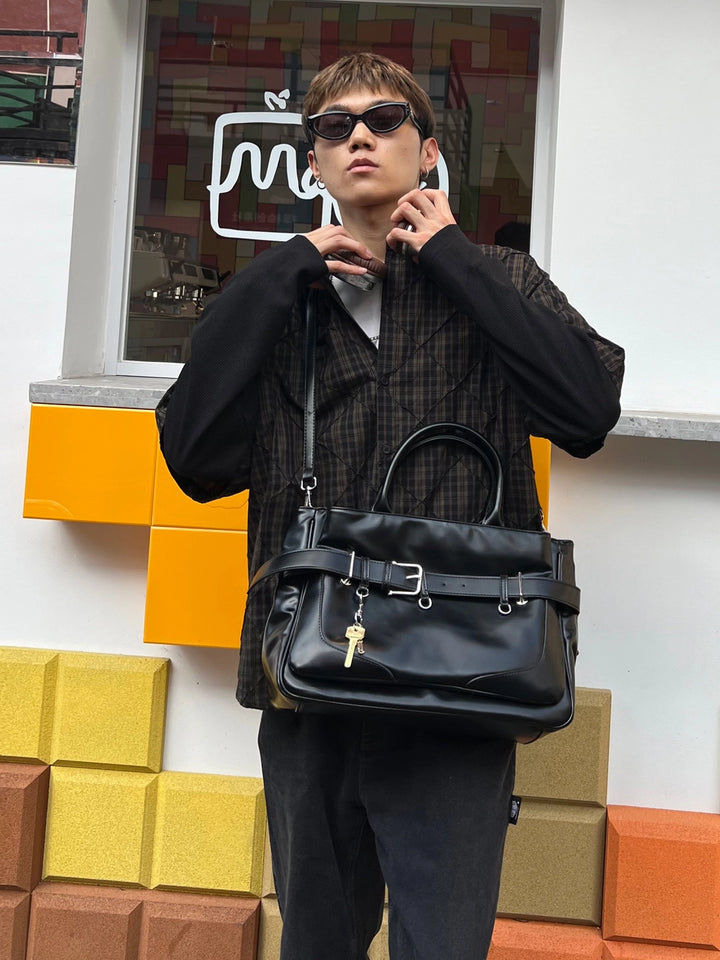 PU lær stor kapasitet crossover tote bag 