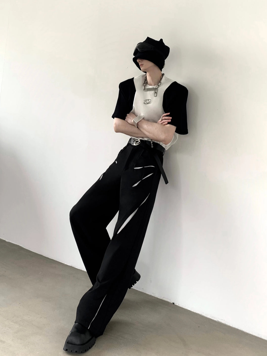 Splejset skulderpude kortærmet pullover 