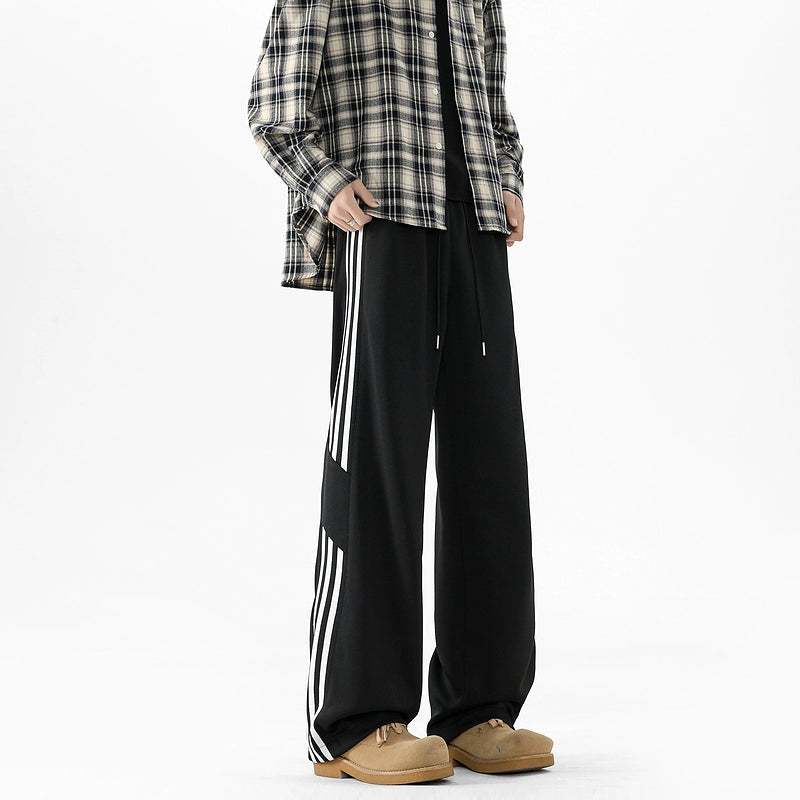 Striped Wide-Leg Sports Sweatpants