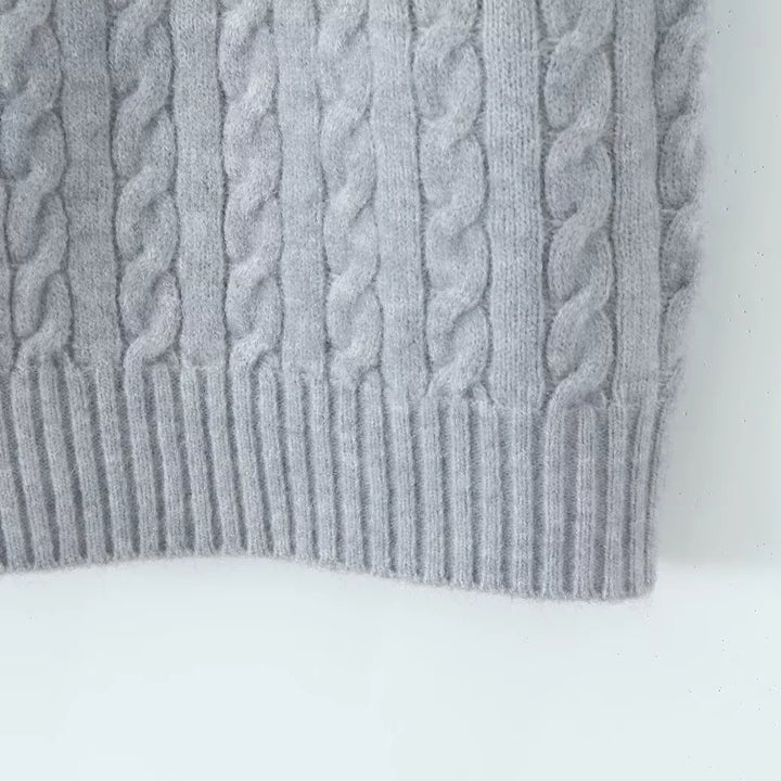 Cable Knit Zip Button Vest