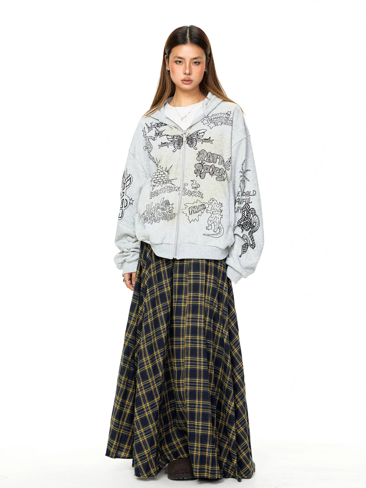 Graphic Print Zip Up Hooded Sweatshirt 5