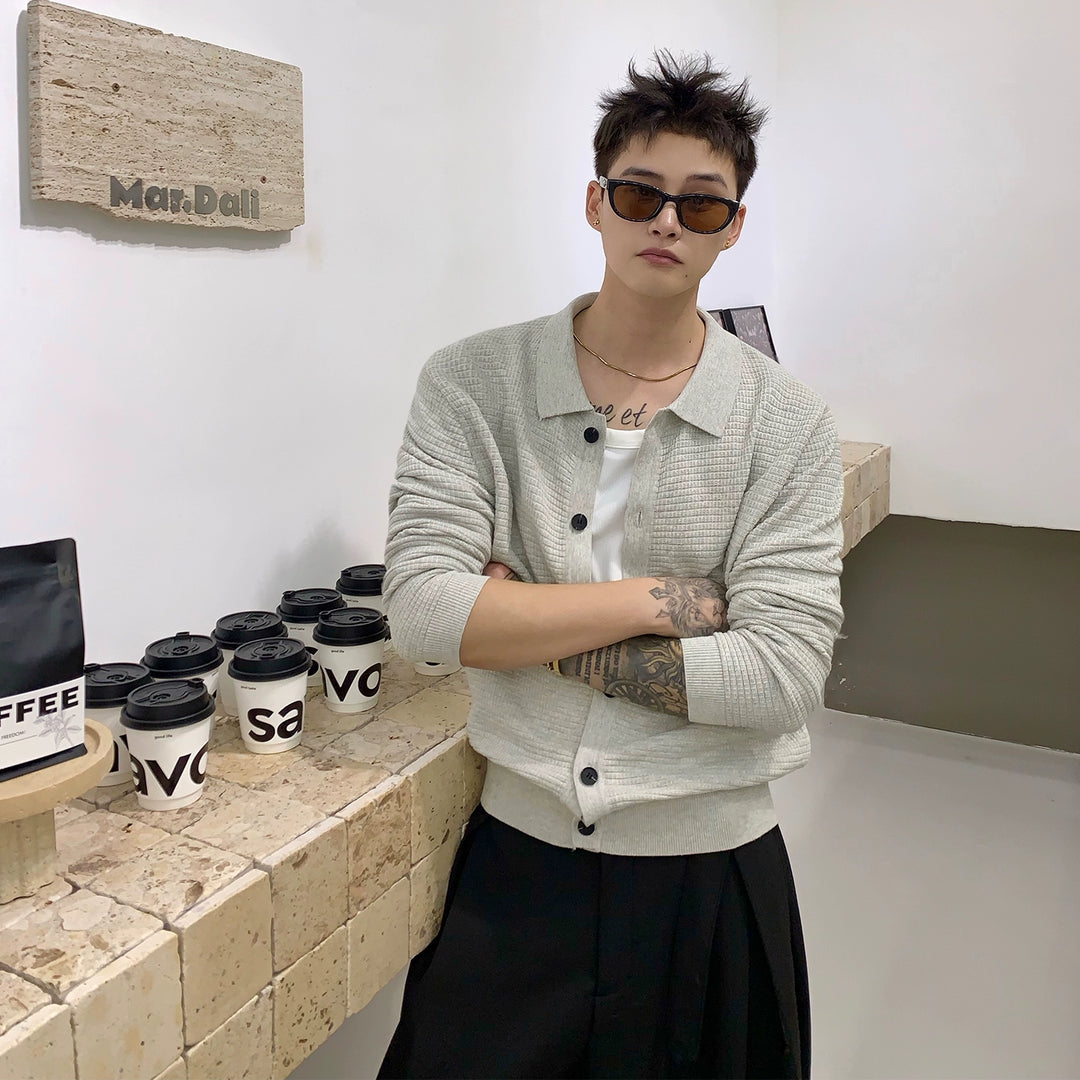 Lapel Slim Knit Cardigan Sweater