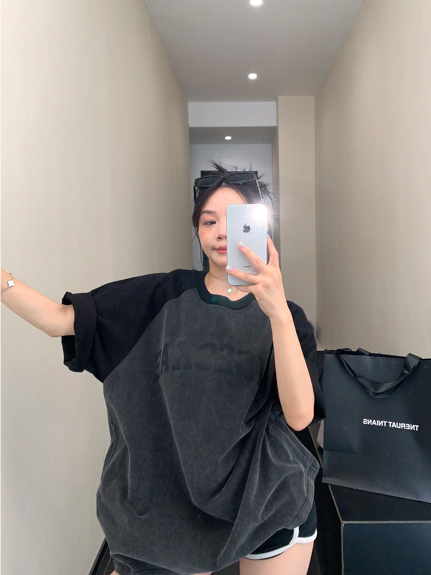 Pamuk Yıkanmış Oversize Kısa Kollu T-shirt 