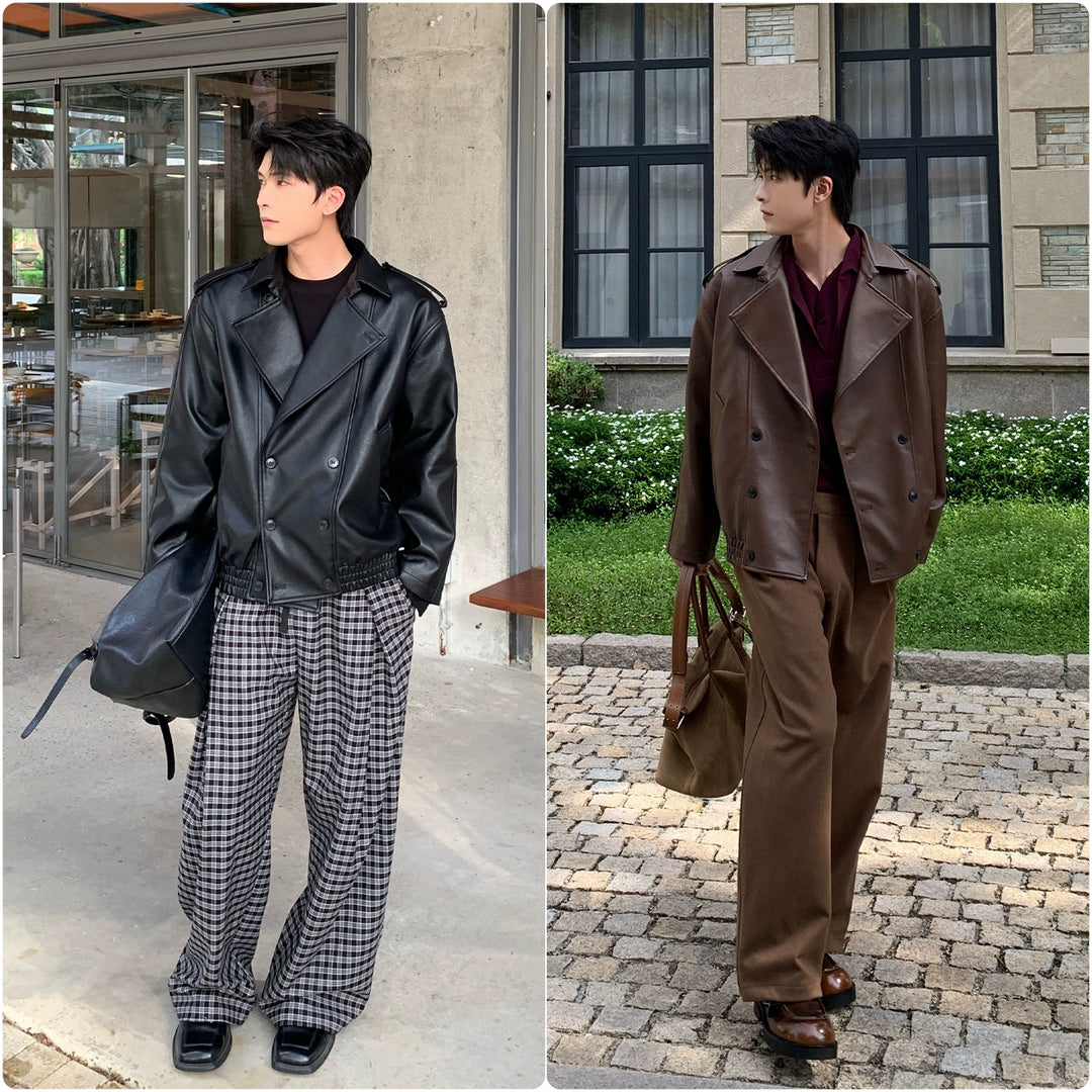 Leather Motorcycle Lapel Jacket