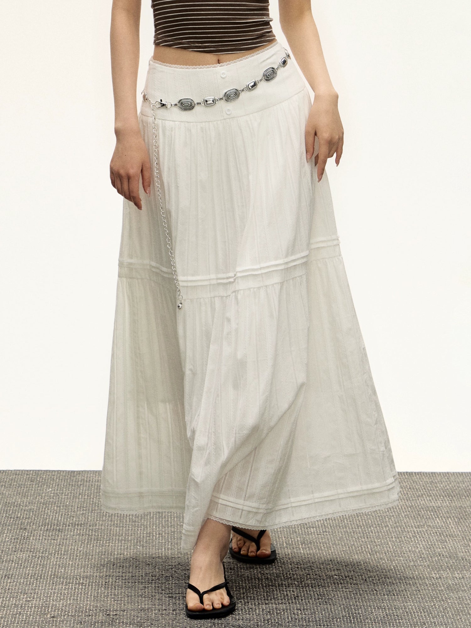 Retro Lace Long A-Line Skirt