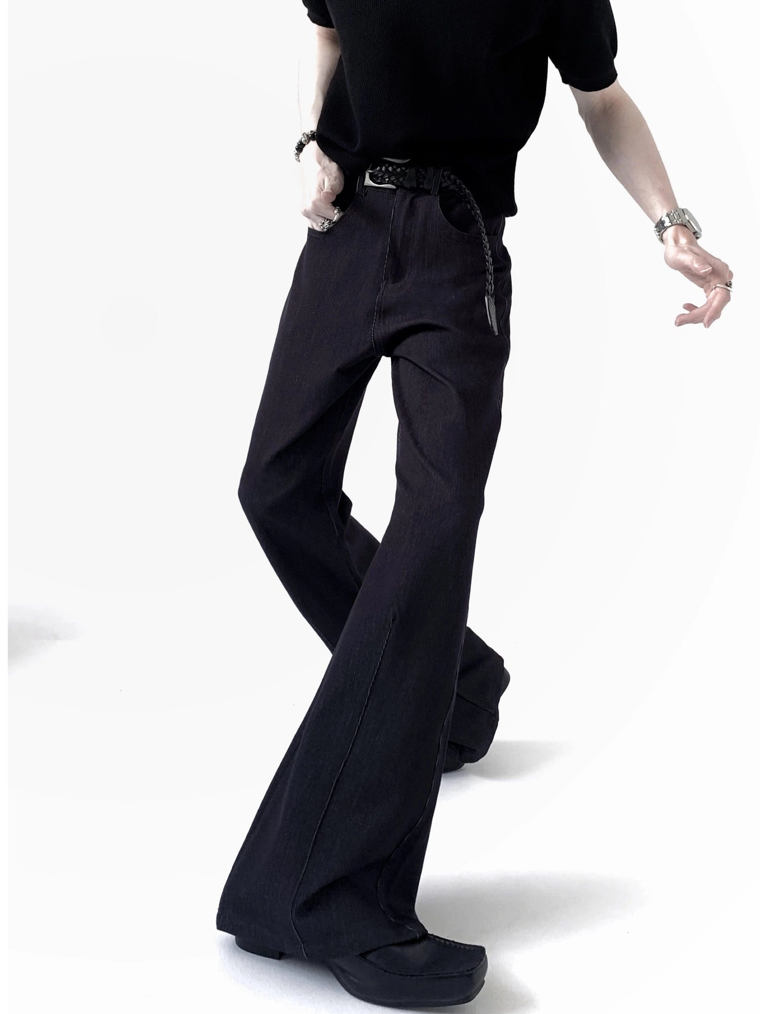 بنطلون جينز مفلر عتيق مغسول 