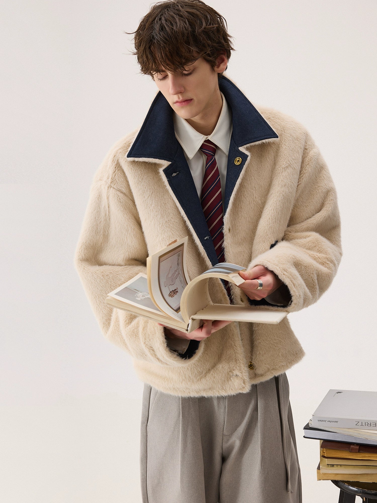 Reversible Faux Fur Denim Winter Coat