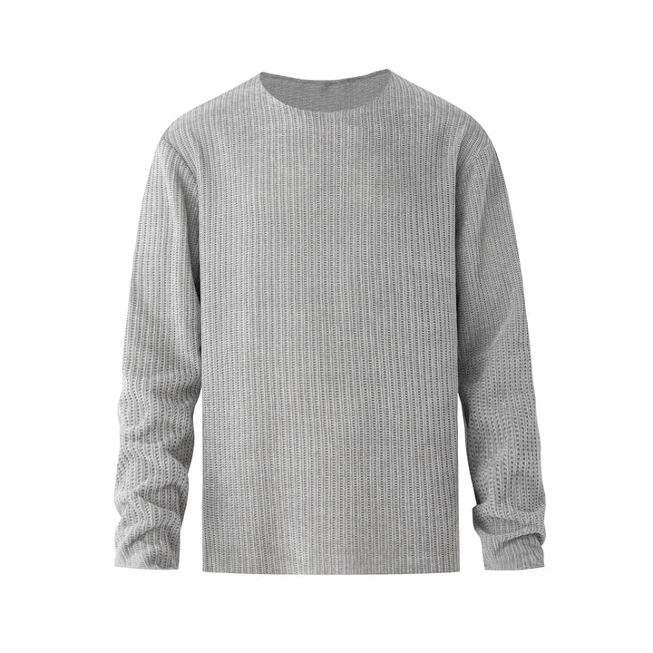 Svetr s kulatým výstřihem a dlouhým rukávem z vaflové pleteniny 