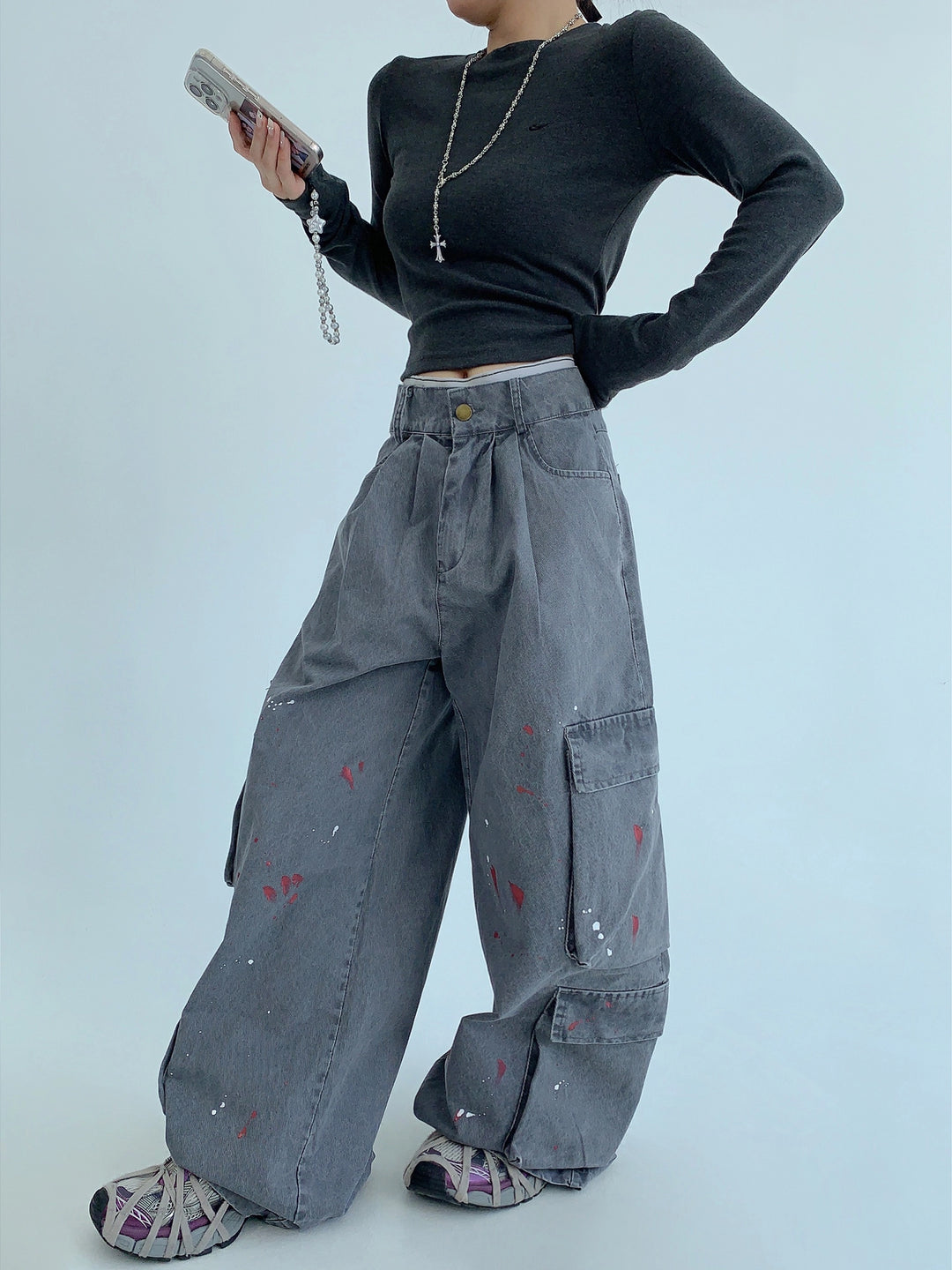 Farbklecks Weite Cargo-Hose 
