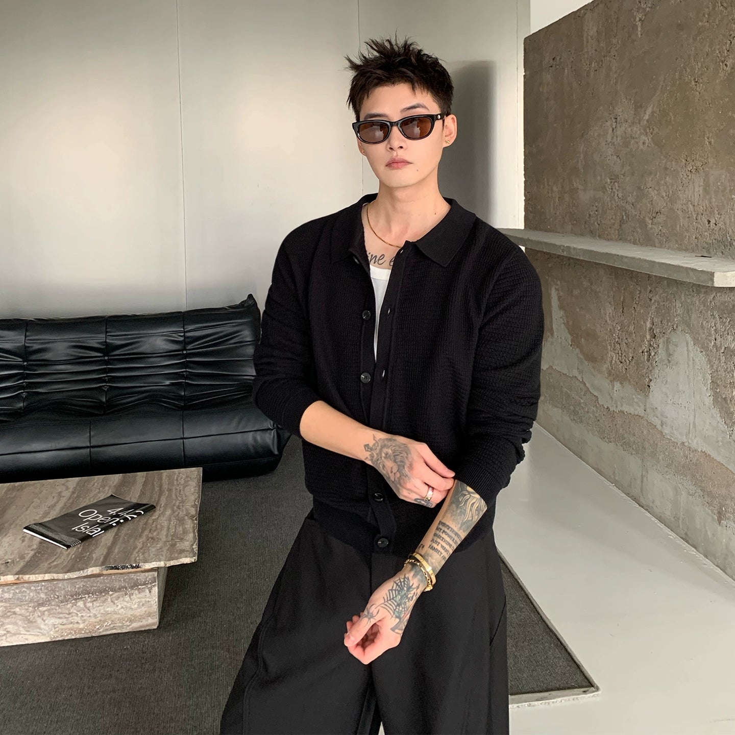 Lapel Slim Knit Cardigan Sweater