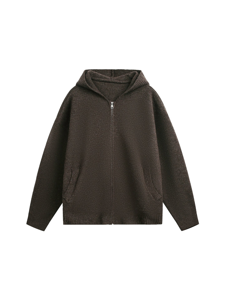 Zip Up Knit Hoodie Cardigan