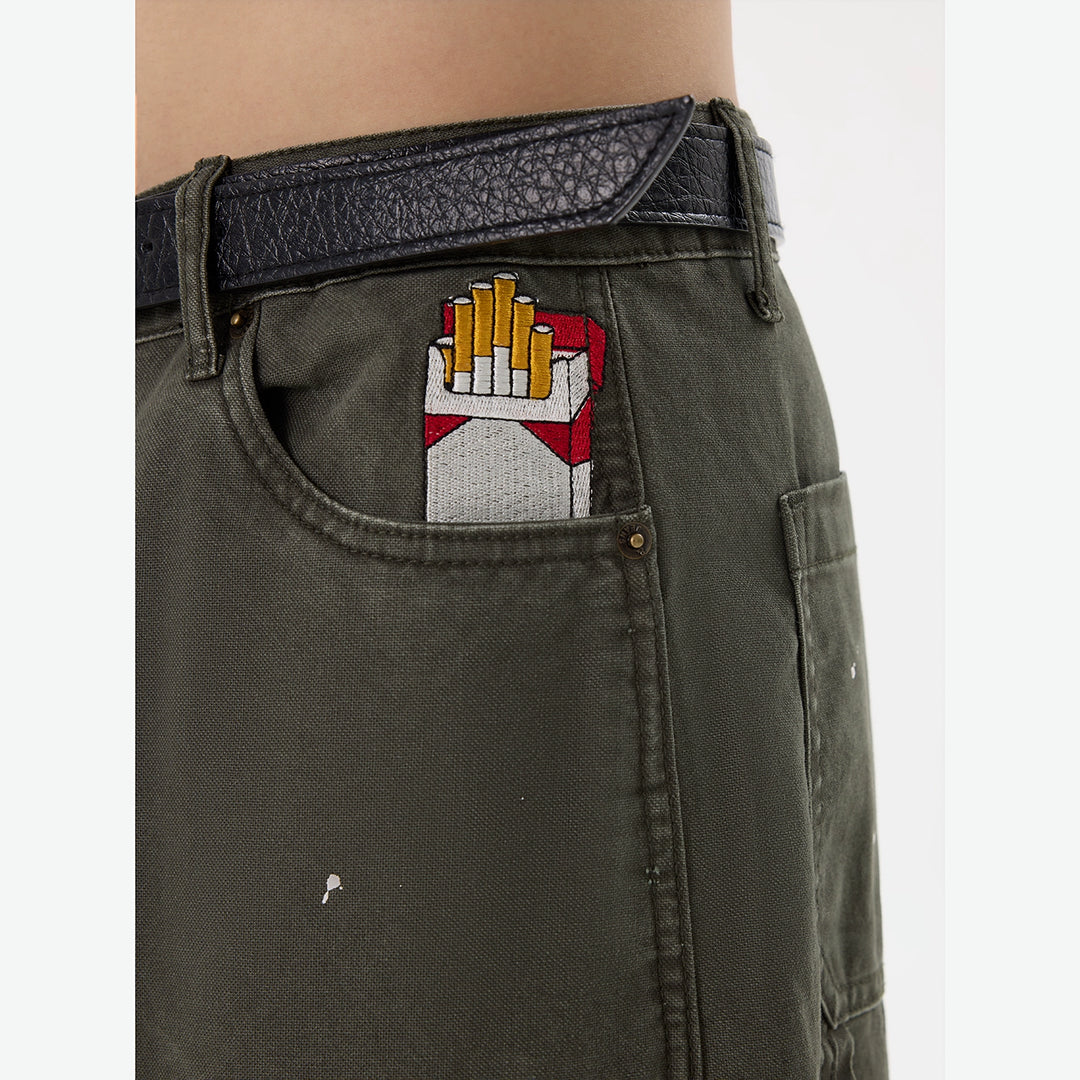 Vintage Flared Straight Overalls Pants