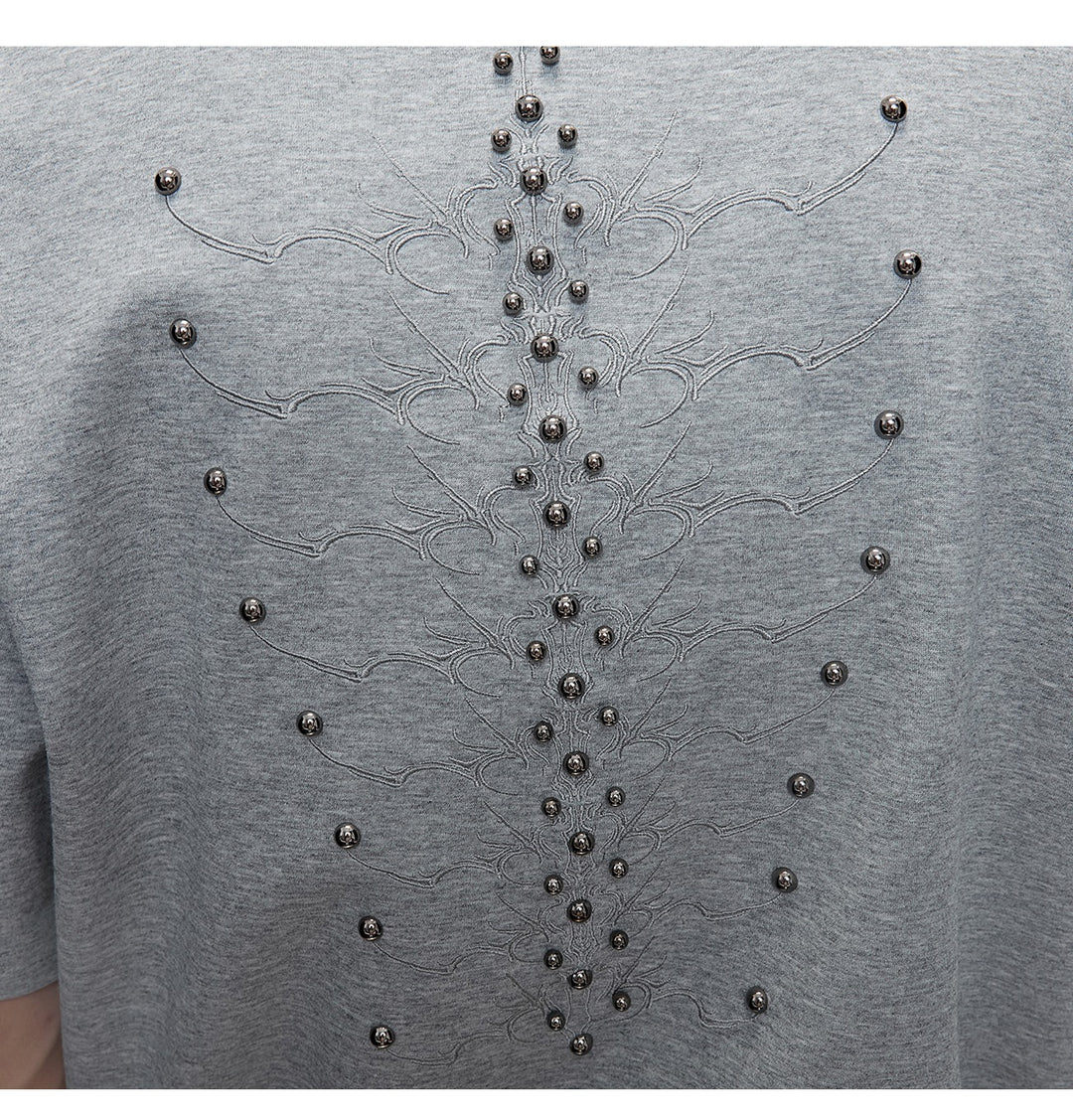 Metal Rivet Spine Slim Fit T-Shirt