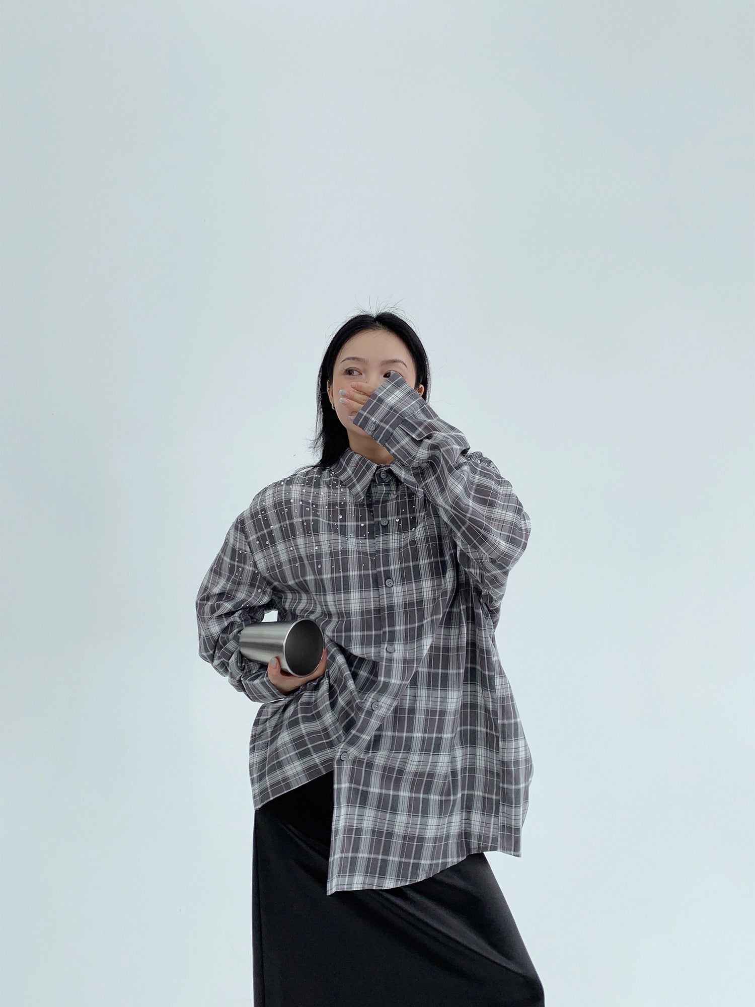 Camicia a maniche lunghe a taglio rilassato a quadri 