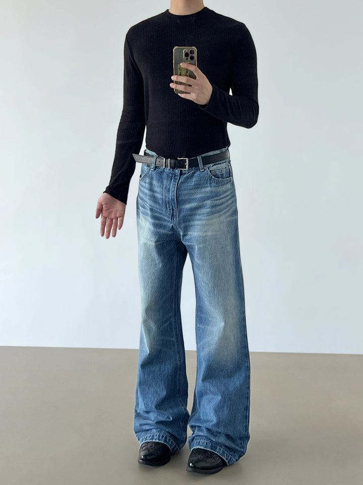 Calças Jeans Largas com Corte A e Ajuste Solto 