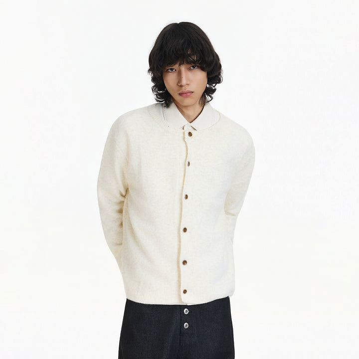 Cardigã de Tricô com Botão em Mistura de Lã 