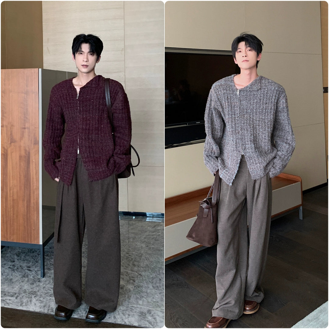 Velvet Knit Zipper Sweater