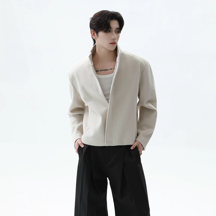Oversized Stand Collar Wool Jacket