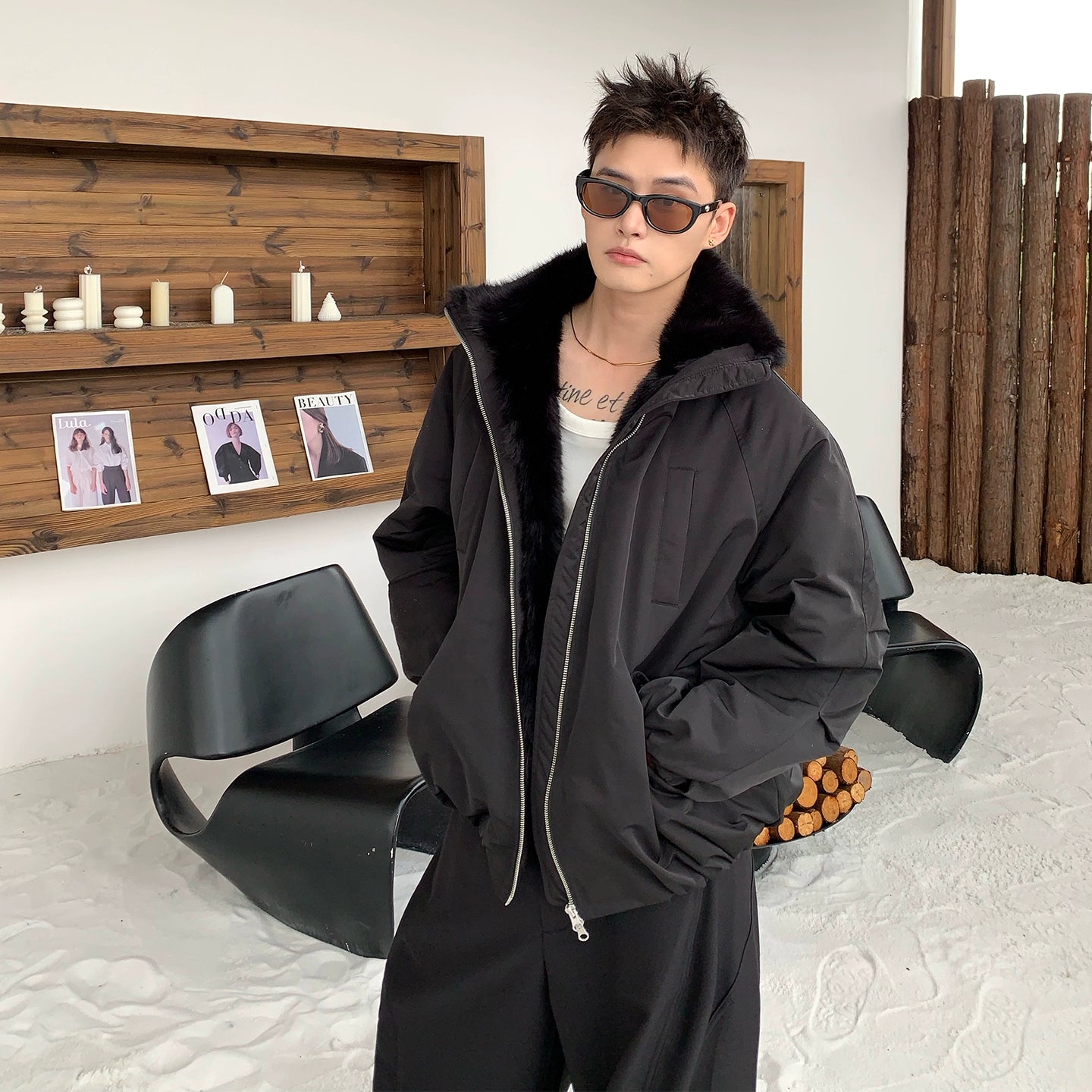 Fur Collar White Duck Down Jacket