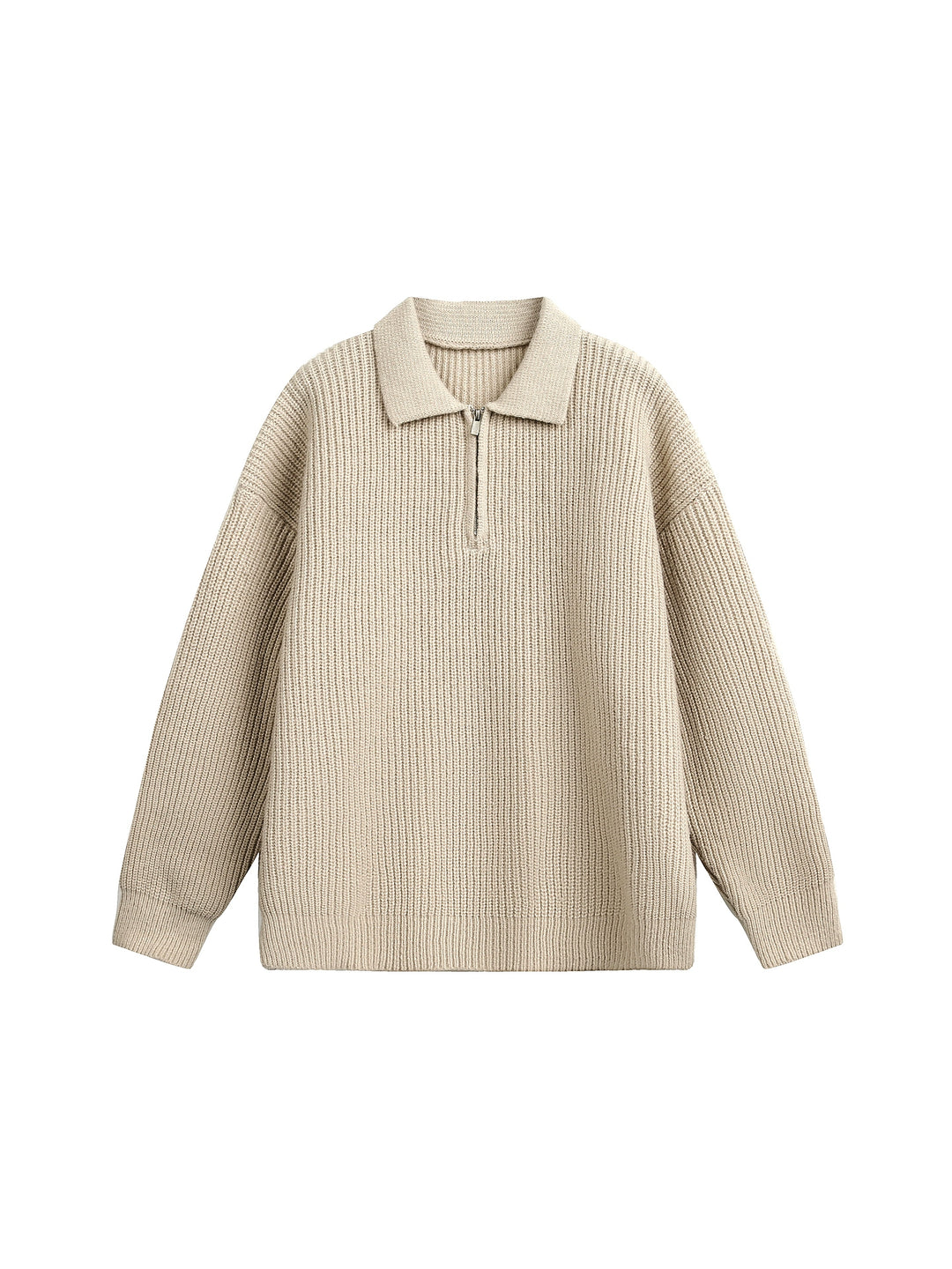 Pull polo en tricot côtelé à demi-zip 