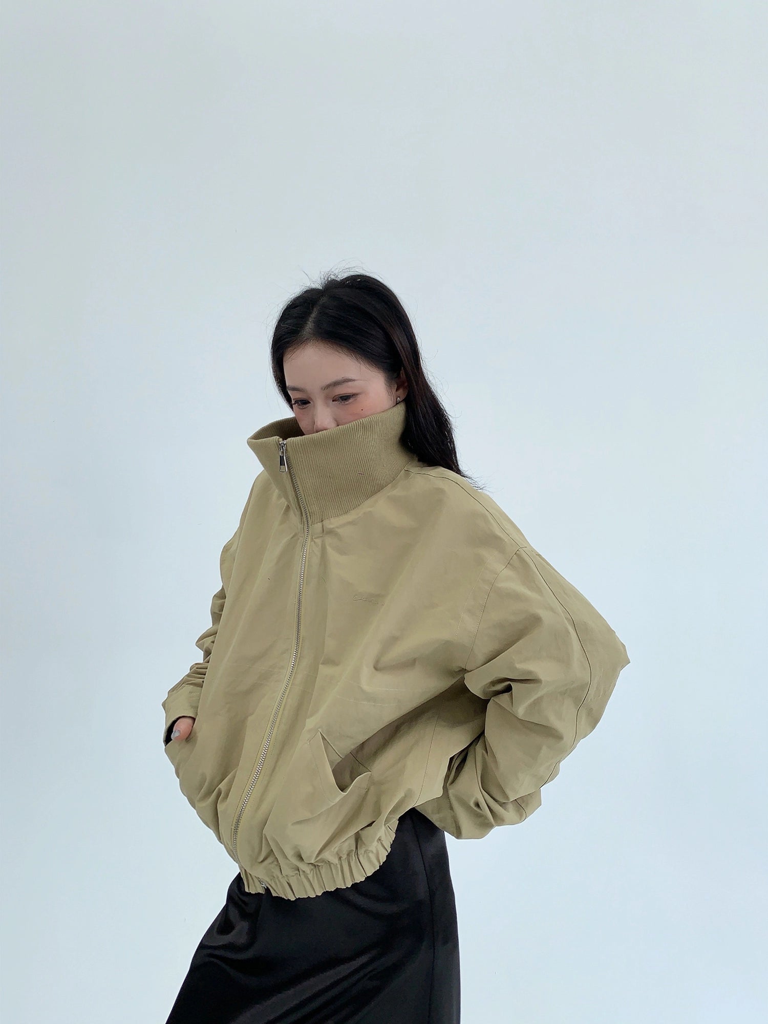 Set di Giacca Casual a Collo Alto in Due Pezzi 