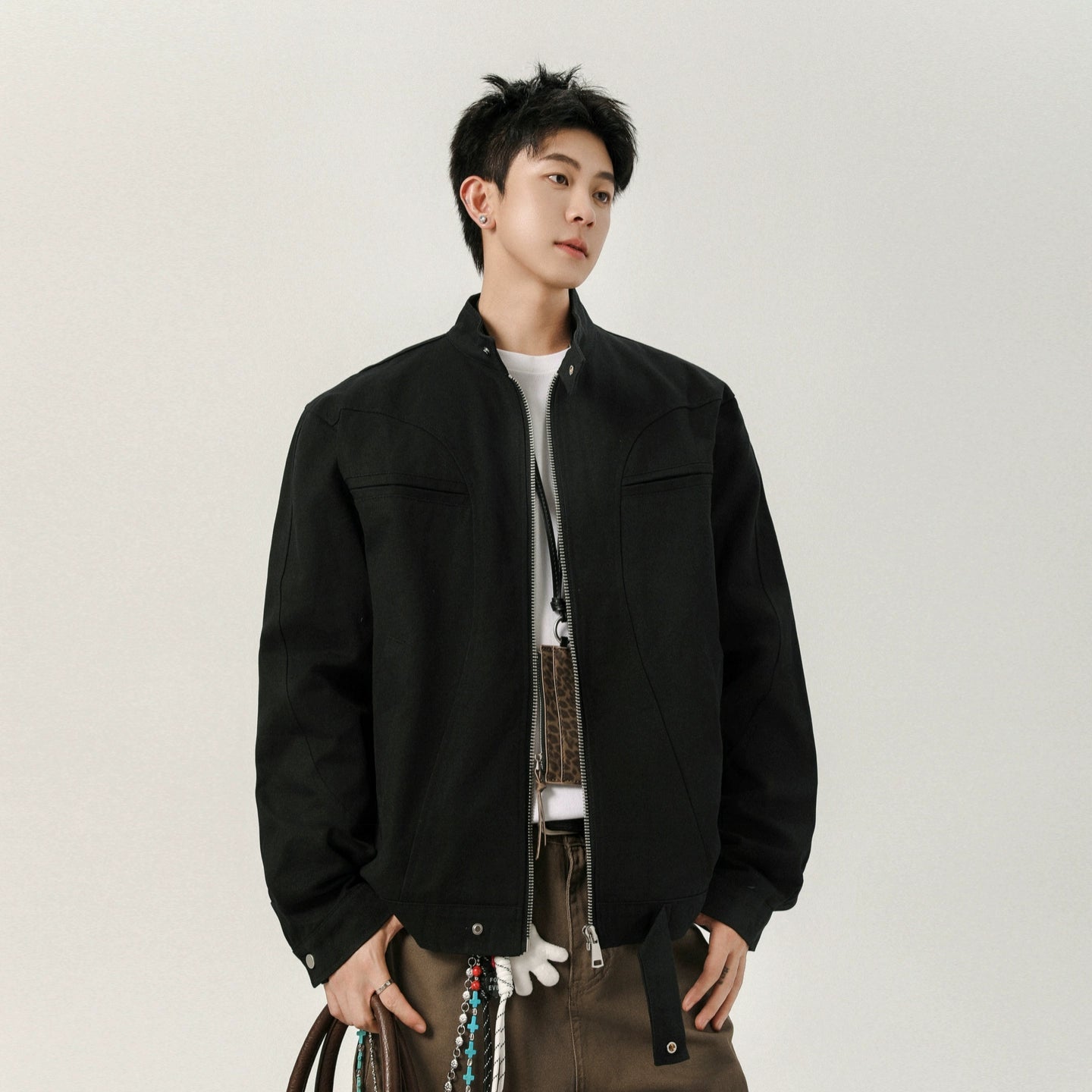 Stand Collar Deconstructed Casual Jacket