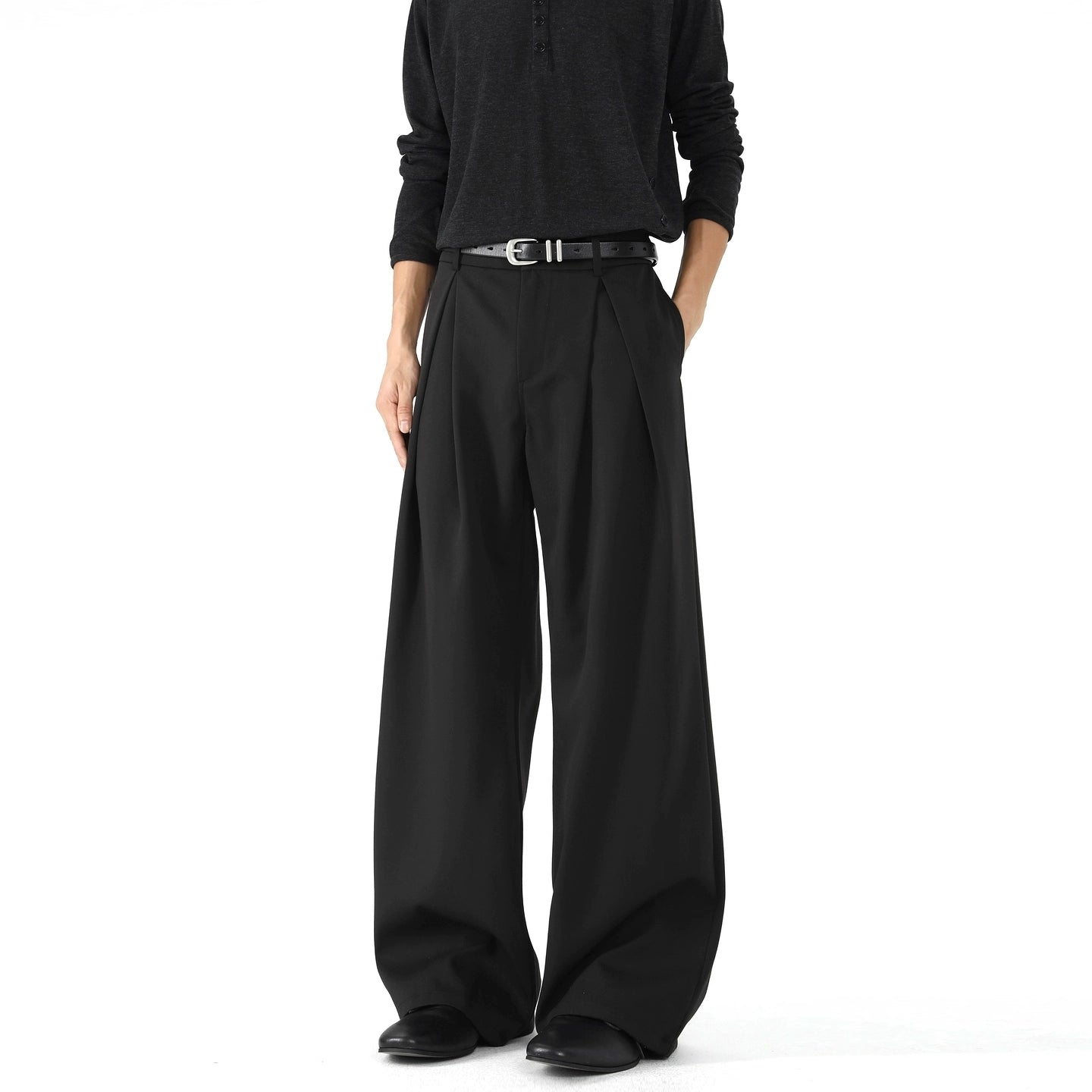 Wide Leg Loose Fit Draped Pants