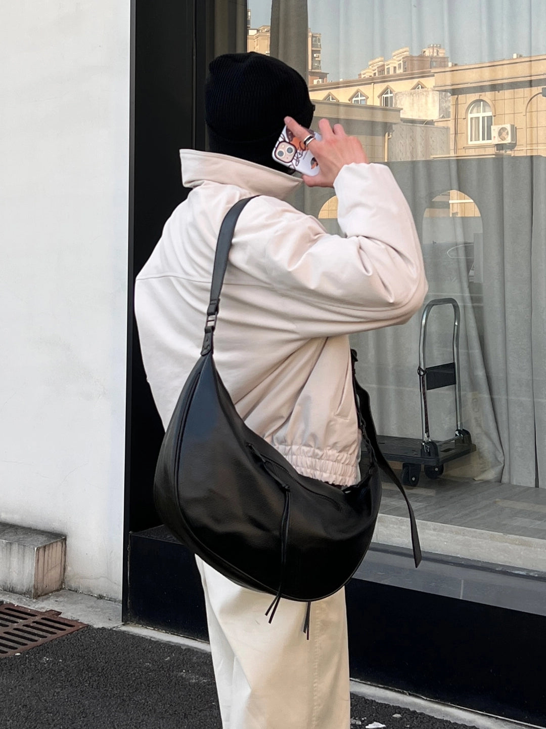 Crescent PU Leather Crossbody Bag