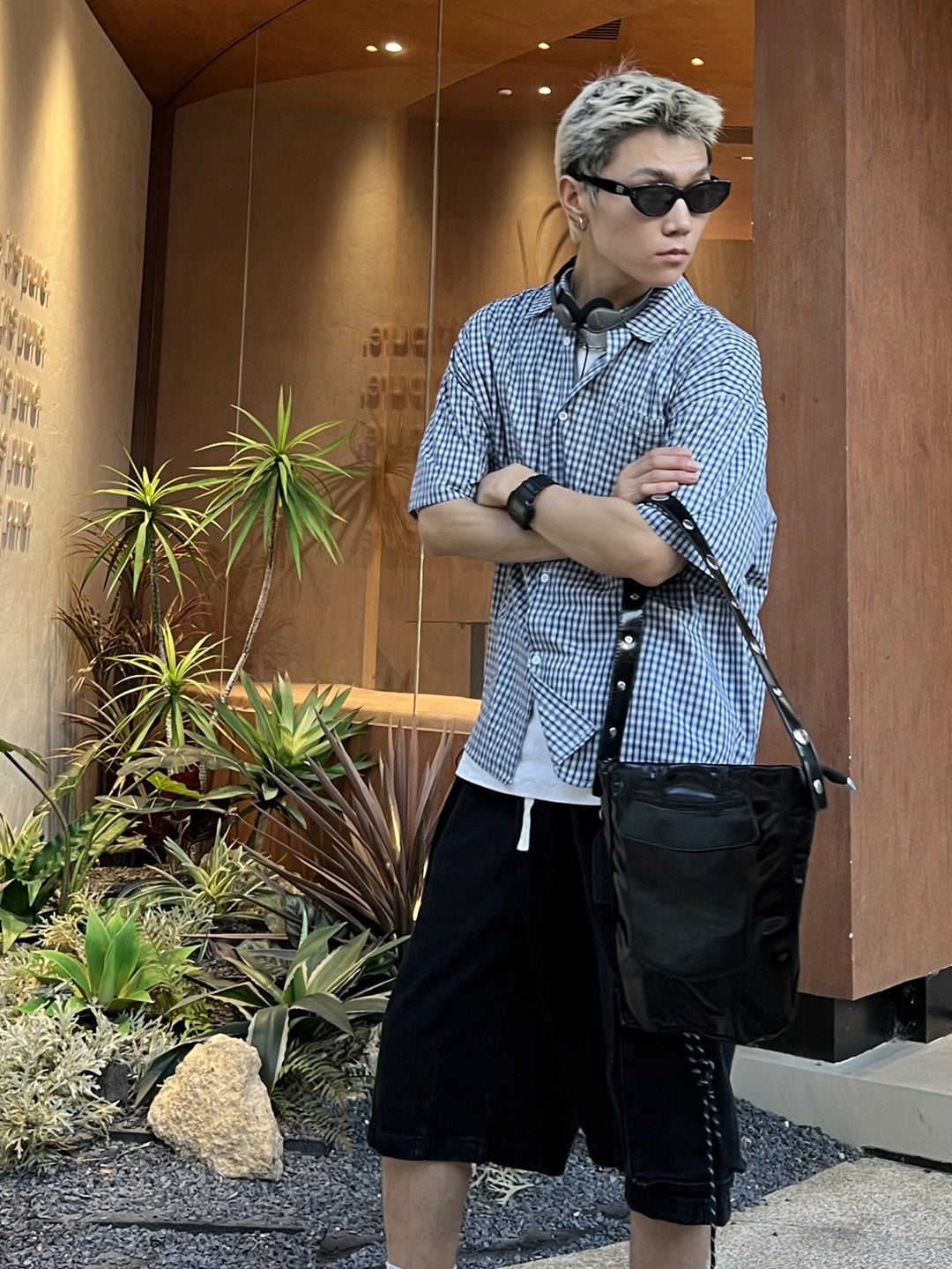 Black Shoulder Bucket Bag