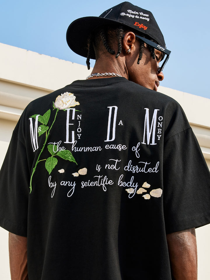 Rose 3D Embroidery Street T-shirt