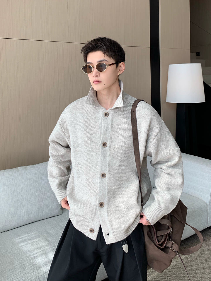 Cárdigan de punto relajado con botones de lana 