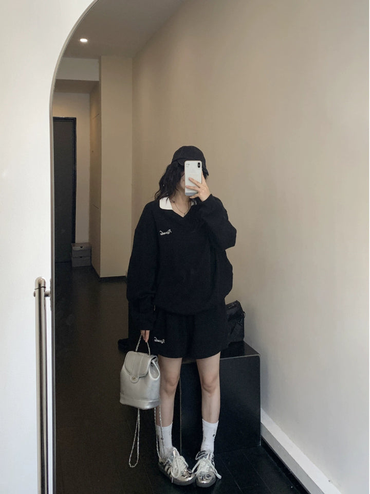 V-Neck Pullover and Shorts Set