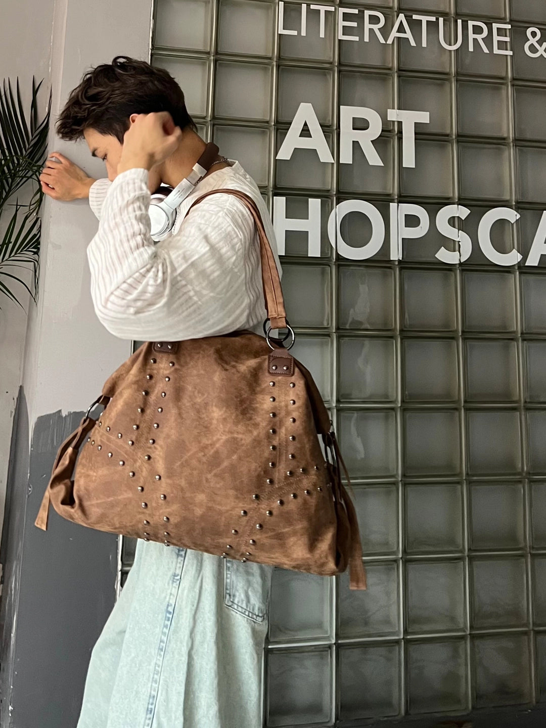 Harajuku Nieten Motorrad Hobo Schultertasche 