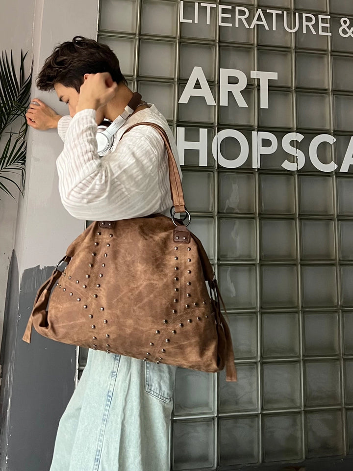 Harajuku Nieten Motorrad Hobo Schultertasche 