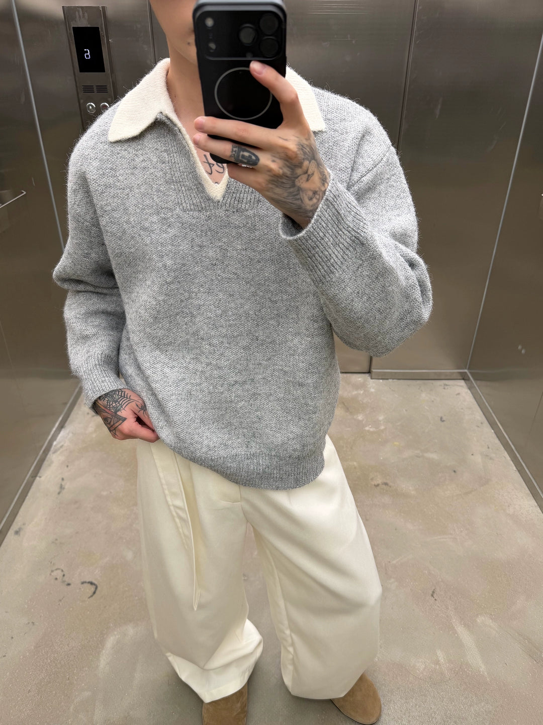 Falešný dvoudílný pletený svetr s výstřihem do V 