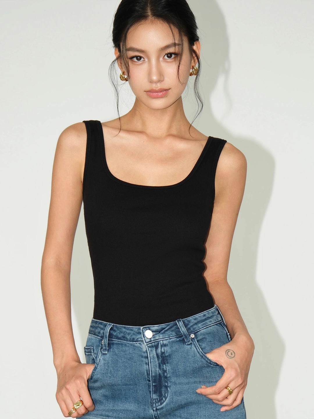 Square Neck Sleeveless Knitted Camisole Top