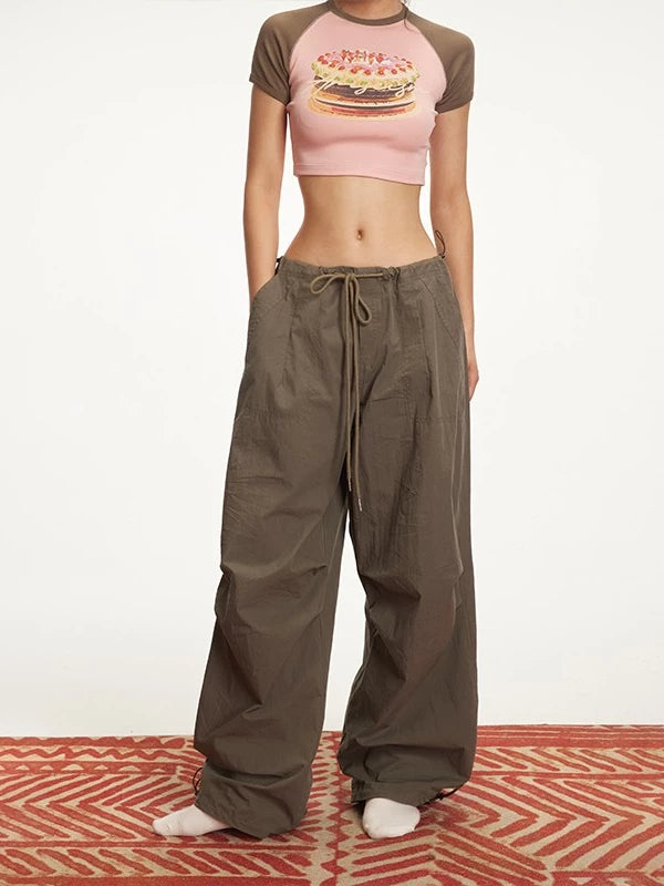 Pantalons cargo paratrooper à taille basse et ample 