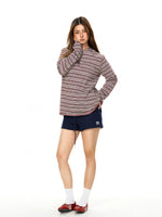 Striped Long Sleeve Henley Pullover Top 4